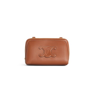 CELINE CLUTCH ON CHAIN CUIR TRIOMPHE IN SMOOTH CALFSKIN 10E383DR8.04LU (16.5*11*8cm)